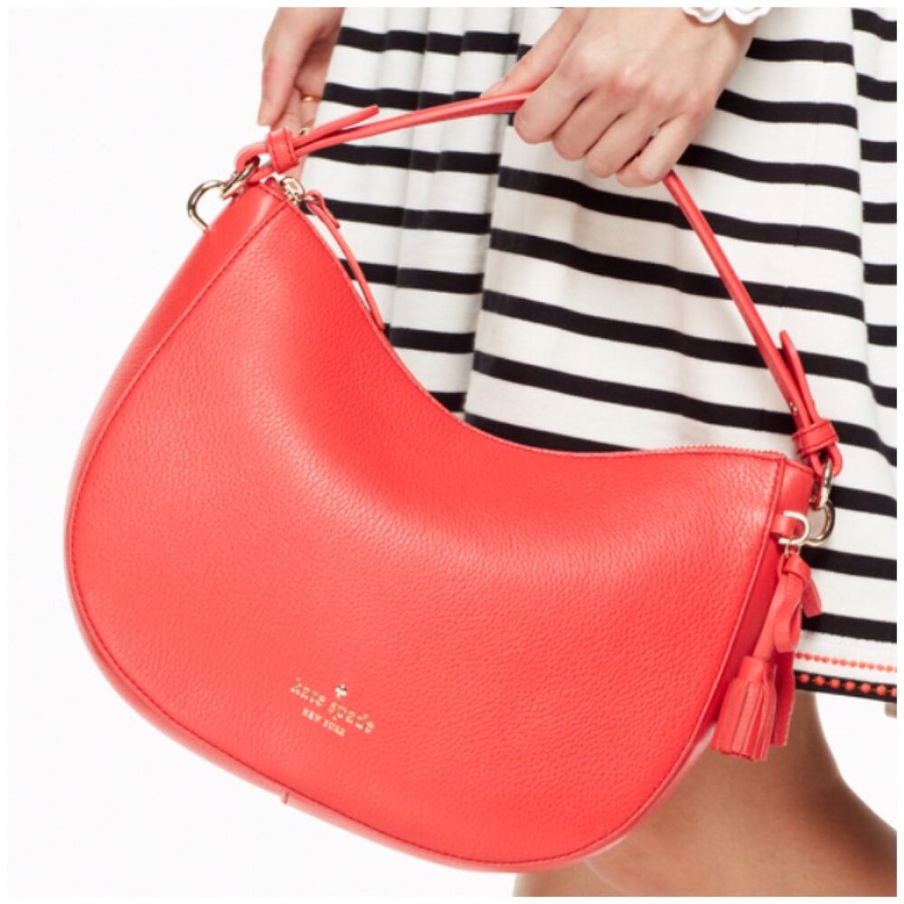 kate spade leather hayes st. aiden red hobo crossbody